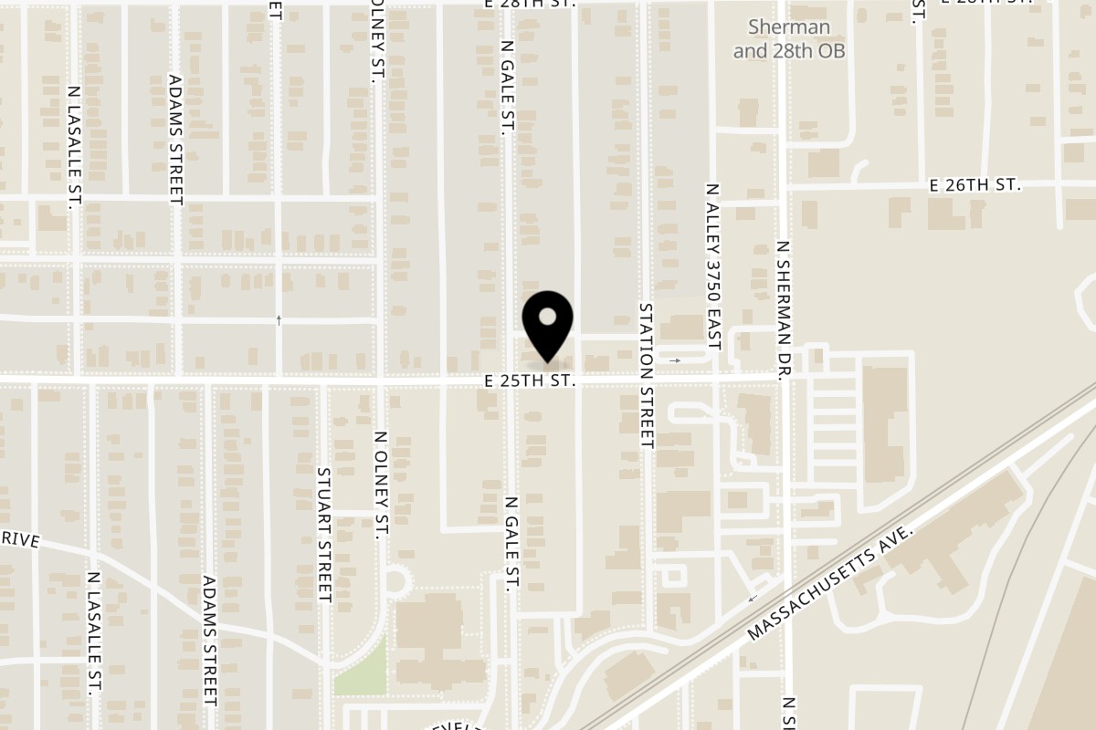 Map showing the location of Taste This Fish on 3614 E 25th St in Indianapolis
